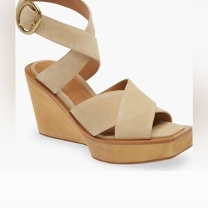Rag & Bone Santiago Crisscross Wedge Sandle - Dune Suede